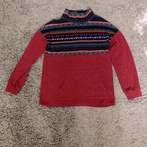 White Birch Scandinavian print cowl neck red sweater